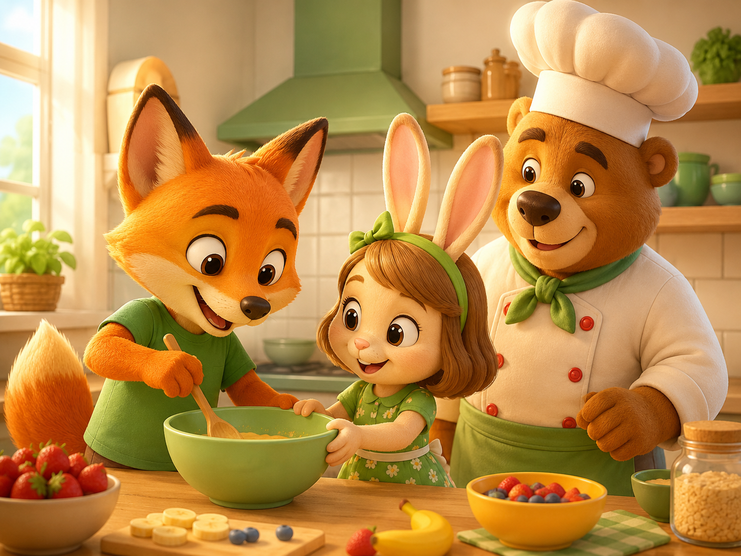 Chef Bruno cocinando en familia con un niño en la cocina